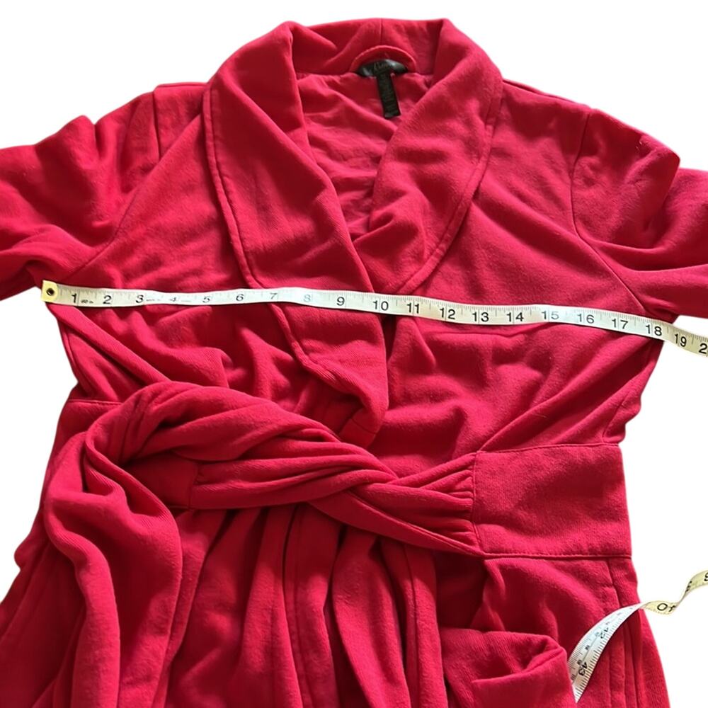 Soma Intimates Red Knit Wrap Robe Woman Size Medium Rhinestone Belt Pockets - Picture 8 of 12
